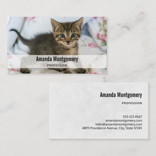 Cute Tabby Kitten Looking Surprised Business Card (Front/Back)