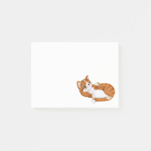 Cute Tabby Kitten Watercolor Cartoon Kitty Cat Post-it Notes