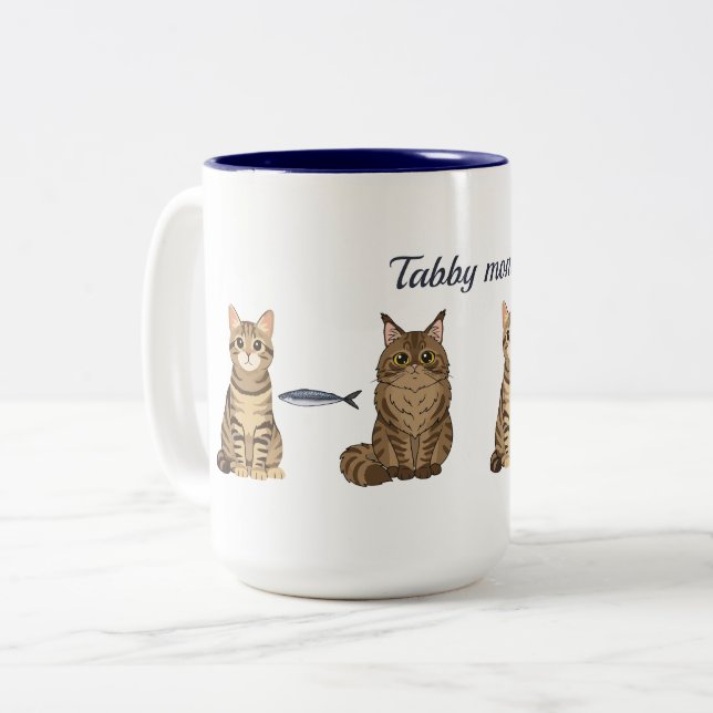 Cute Tabby Mum Two-Tone Coffee Mug (Front Left)