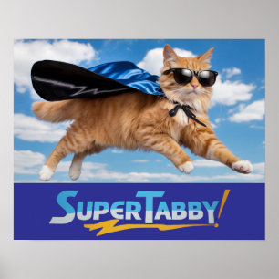 Cute Tabby Superhero Poster
