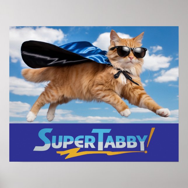 Cute Tabby Superhero Poster (Front)