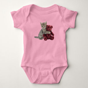 Cute Tabby Teddy Bear Baby Bodysuit