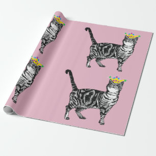 Cute Tabby Teen Queen Pink Colorful art Wrapping Paper