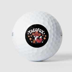 Cute taco fox cartoon design for taco lovers golf balls