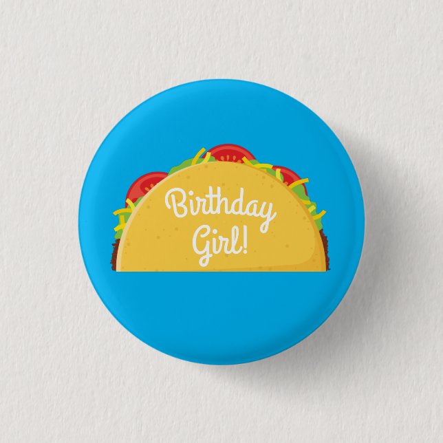 Cute Taco Kids 1st Birthday Party Mexican Food 3 Cm Round Badge (Front)