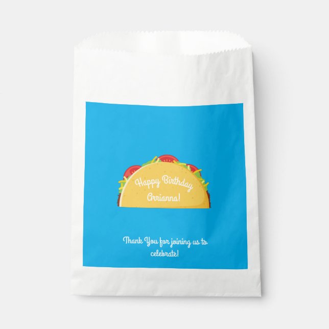 Cute Taco Kids 1st Birthday Party Mexican Food Favour Bag (Front)