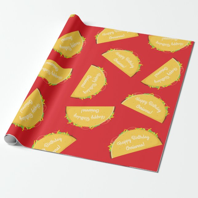 Cute Taco Kids 1st Birthday Party Mexican Food Wrapping Paper (Unrolled)