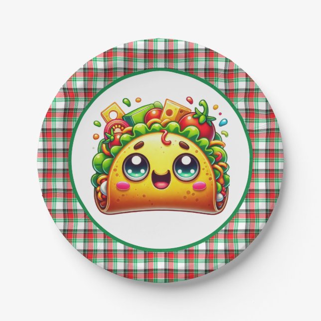 Cute taco lovers party paper plate (Front)
