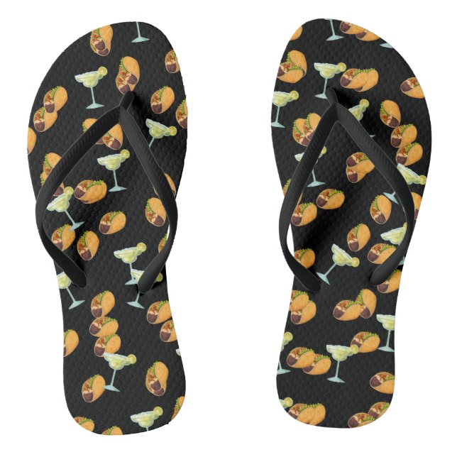 Cute Taco Margarita Pattern Mexican Food Thongs (Footbed)