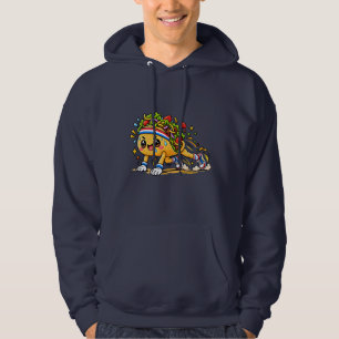 Cute Taco Running Cartoon Fitness Food Mascot Hoodie