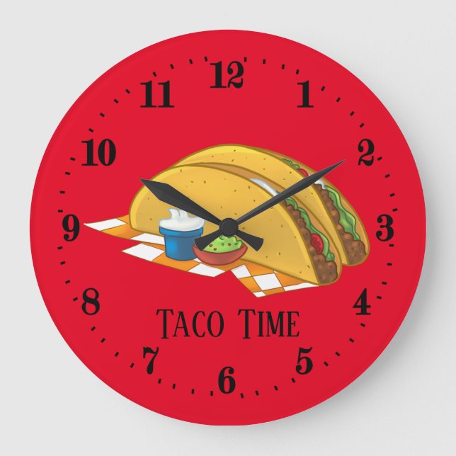 cute taco time decor large clock (Front)