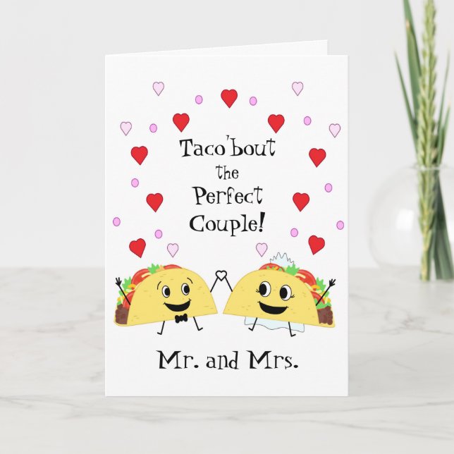 Cute Taco Wedding Congratulations Card (Front)