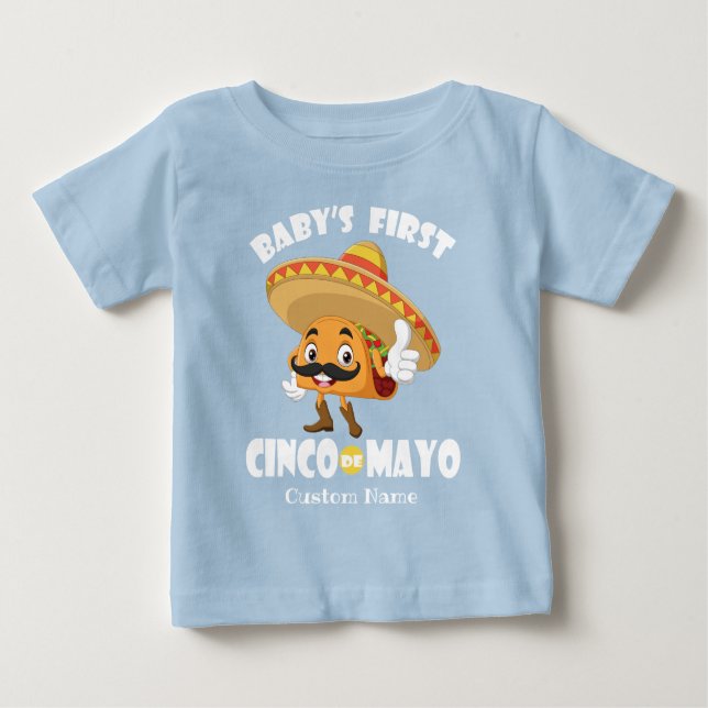 Cute Taco WHTXT Baby's First Cinco de Mayo Baby T-Shirt (Front)
