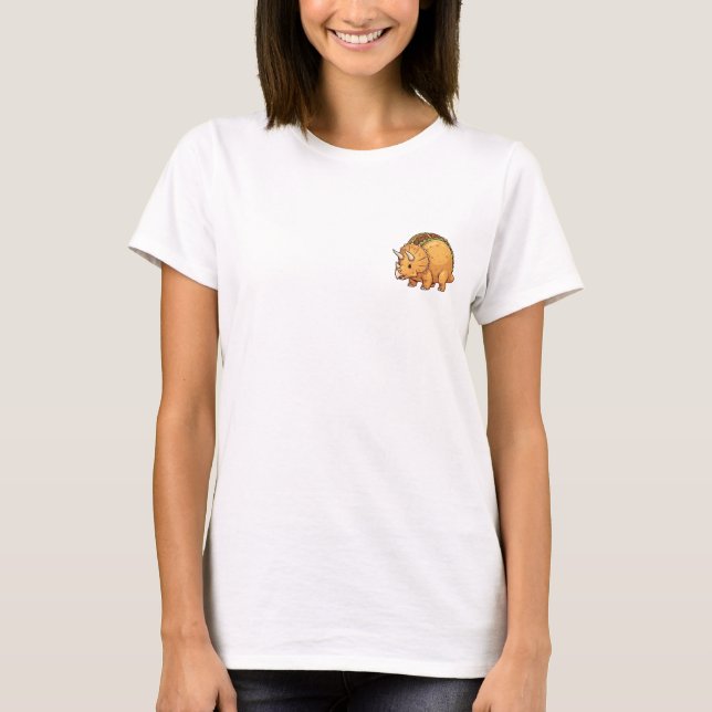 Cute Tacosaurus Triceratops Taco Hybrid Cartoon T-Shirt (Front)
