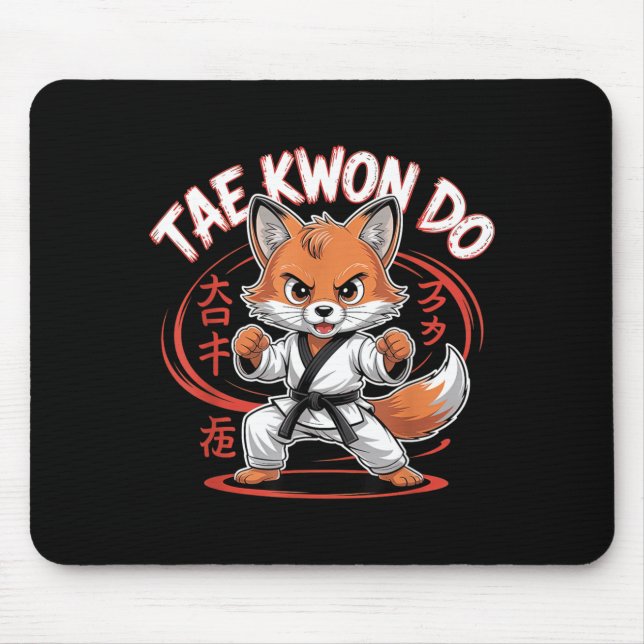 Cute Taekwondo fox - Funny Korean MMA TKD Mouse Pad (Front)