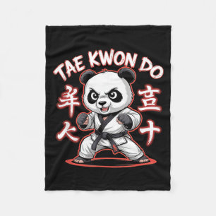 Cute Taekwondo Panda - Funny Korean MMA TKD Fleece Blanket