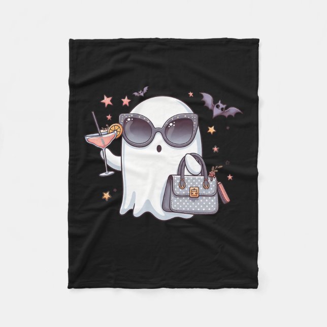 Cute Tail Ghost Boujee Boojee Halloween Drinking C Fleece Blanket (Front)