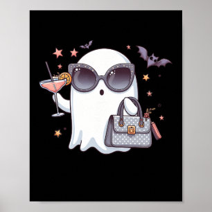 Cute Tail Ghost Boujee Boojee Halloween Drinking C Poster