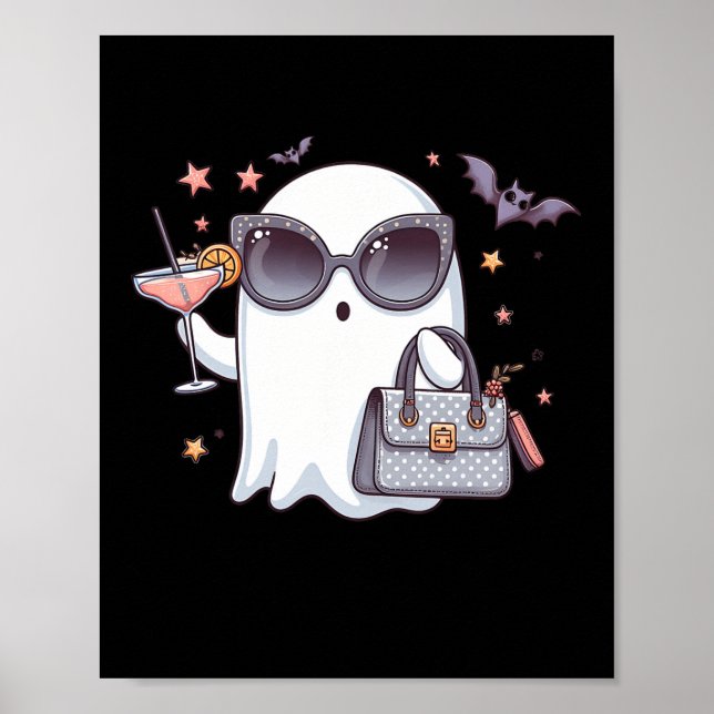 Cute Tail Ghost Boujee Boojee Halloween Drinking C Poster (Front)