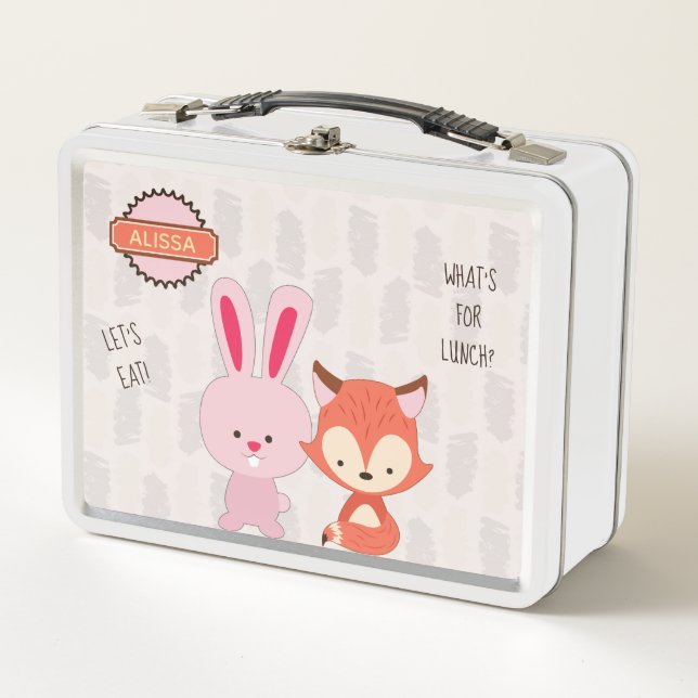 Cute Talking Fox and Bunny ID457 Metal Lunch Box (Front)