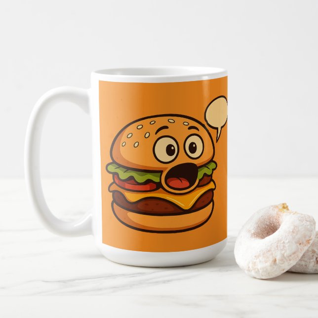 " Cute Talking Hamburger Design Coffee Mug (With Donut)