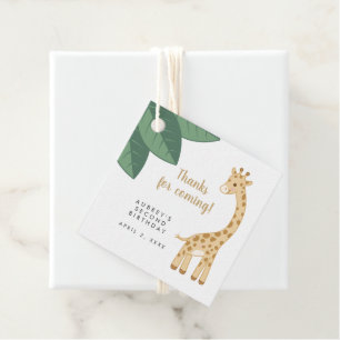 Cute tan and brown giraffe thank you favour tags