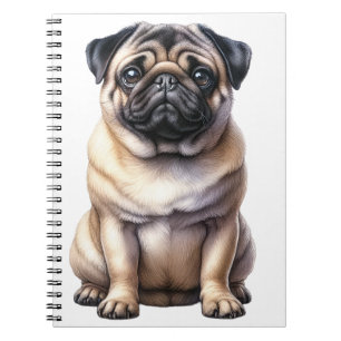 CUTE TAN AND BROWN PUG DOG NOTEBOOK