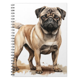 CUTE TAN AND BROWN PUG DOG NOTEBOOK