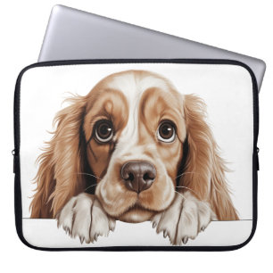 CUTE TAN AND WHITE AMERICAN COCKER SPANIEL DOG LAPTOP SLEEVE