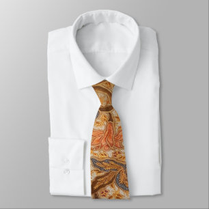 Cute Tan Brown Java Traditional Batik Pattern Tie