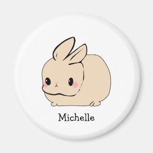 Cute Tan Bunny Illustration Personalised Name Magnet