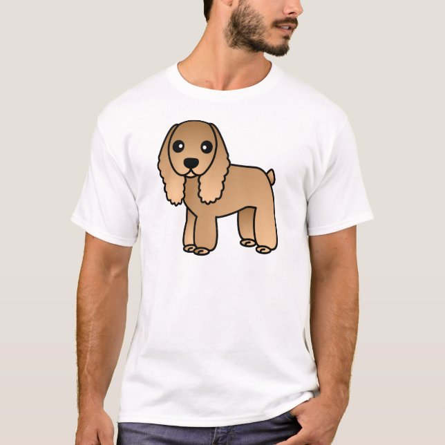 Cute Tan / Cream Cocker Spaniel Cartoon T-Shirt (Front)