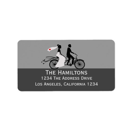 Cute Tandem Bike Bride And Groom Wedding Address Label