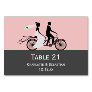 Cute Tandem Bike Bride And Groom Wedding Table Number