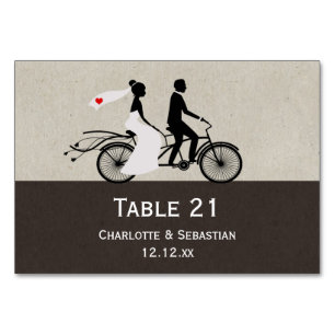 Cute Tandem Bike Bride And Groom Wedding Table Number