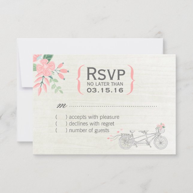 Cute Tandem Bike RSVP Cards (Front)