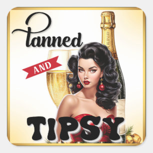 Cute Tanned and Tipsy Pinup Square Sticker