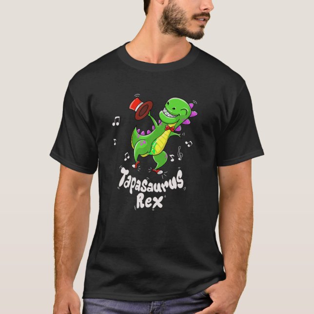 Cute Tapasaurus Rex Funny Tap Dance Dinosaur Lover T-Shirt (Front)