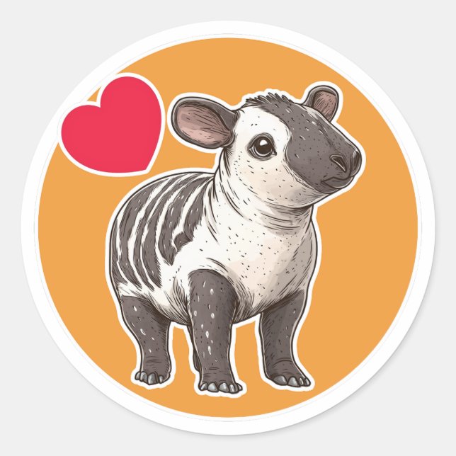 Cute Tapir Classic Round Sticker (Front)