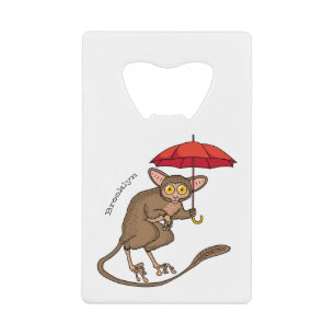 Cute Tarsier with umbrella cartoon illustration