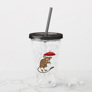 Cute Tarsier with umbrella cartoon illustration Acrylic Tumbler