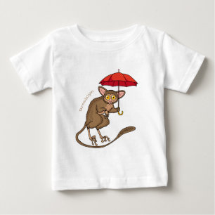 Cute Tarsier with umbrella cartoon illustration Baby T-Shirt