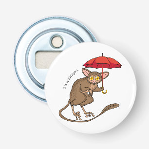 Cute Tarsier with umbrella cartoon illustration Bottle Opener