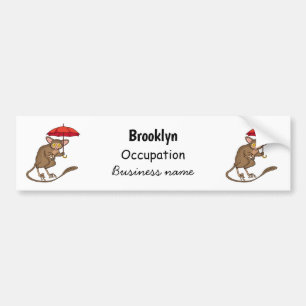 Cute Tarsier with umbrella cartoon illustration Bumper Sticker