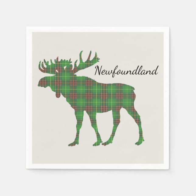 Cute Tartan moose Newfoundland paper napkins (Front)