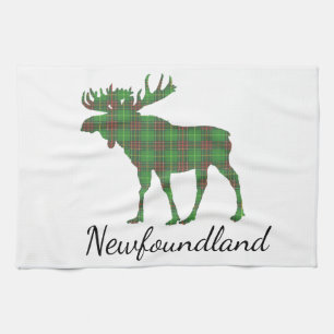 Cute Tartan moose Newfoundland tea towel
