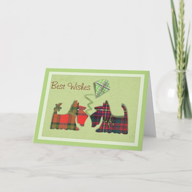 Cute Tartan Scottie Dogs Birthday/Note cards (Front)
