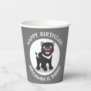 Cute Tasmanian devil personalised cartoon birthday Paper Cups