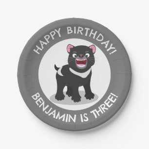 Cute Tasmanian devil personalised cartoon birthday Paper Plate