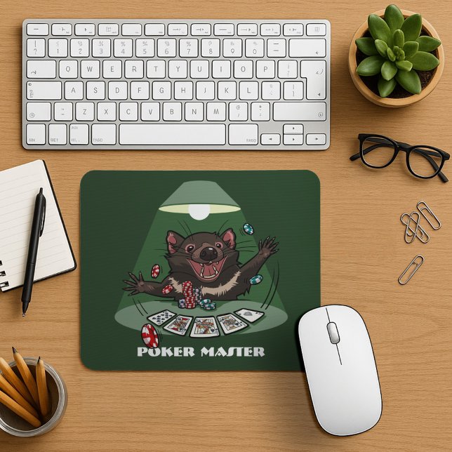 Cute Tasmanian Devil Royal Flush Poker Cartoon Mouse Pad (Creator Uploaded)